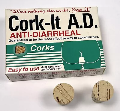 VTG 1998 On A Roll! Cork-It A.D. Anti-Diarrheal Corks Novelty GAG GIFT 00303 EUC • $19.99