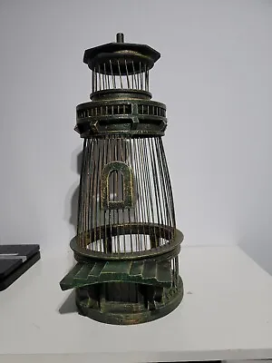 Lighthouse Birdcage Vintage Weathered Rustic Bird Cage Wood And Wire... • $55