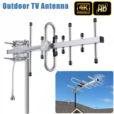 300 Miles Outdoor TV Yagi Antenna Amplified V/UHF HDTV 1080P 4K 8K 360° Rotate • $15.99