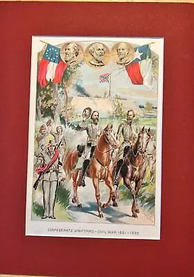 Confederate Uniforms-Civil War-1861-1865 Chromolith Lithograph  L. Steeple Davis • £14.06