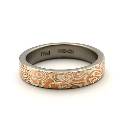 Mokume Gane Ring 4 Mm Width Size 7 Unique Wedding Engagement Birthday Luxury  • $139.99