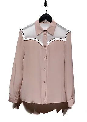 Miu Miu Dusty Pink Western Silk Button Shirt • $220.77