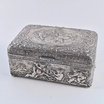 E.G. Webster & Son Silver Plate Victorian Jewelry/Cigarette Case W/Wood Interior • $119.99