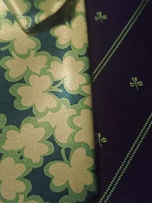 Vtg Ties St. Patrick's Day Shamrock Irish Lucky March Men's Accessories Lot Of 2 • $14.99