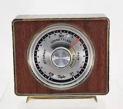 Vintage Taylor Temperature Compensated Brass Weather Forecast Barometer Tested • $26.99