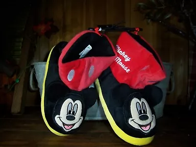 Mickey Mouse Boy Toddler Casual Slippers Size 9-10 Red Black Rubber Soles New • $14.99