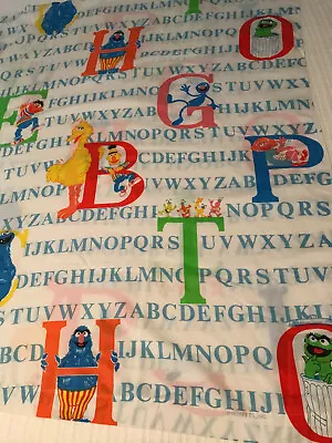 Vintage Sesame Street Muppets Twin Bed Sheets Flat Fitted Alphabet Burlington • £14.41