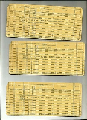 3x NCR  80 Column  Century Symbolic Programming System Cards  IBM Compatible • £0.99