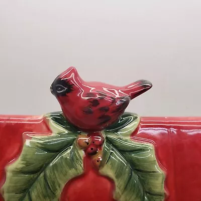 Cardinal Birdhouse Ceramic Cookie Jar Certified International  Christmas Holiday • $29.99