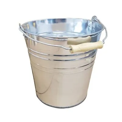 Metal Bucket Tin Pot Garden Galvanised Zinc Planter Wooden Handle Ice Bucket 10L • £7.65