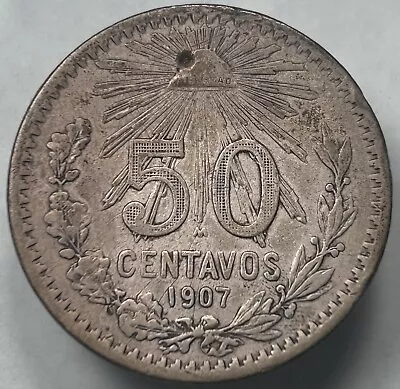 1907 Mexico 50 Centavos .800 Silver Coin KM 445 • $0.65