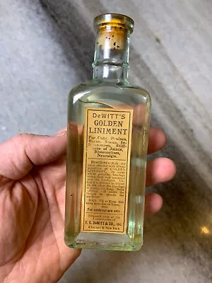 Antique Medicine Bottle Label UNOPENED Dewitt's Golden Liniment CHICAGO NEW YORK • $179.35