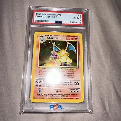 Pokémon TCG Charizard Base Set 4/102 Holo Unlimited Holo Rare NM-MT PSA 8🔥🔥🔥 • $525