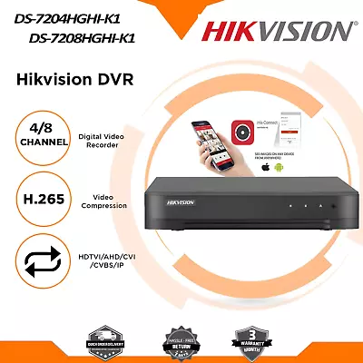 Hikvision DVR Turbo 1080P HD DS-7200HGHI-K 4-8Channel CCTV Security System HDTVI • £69