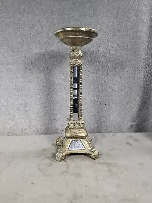 Vintage Tall Candelabra Candle Holder With Glass Mirror Sides 12  Tall - Damaged • $24.98