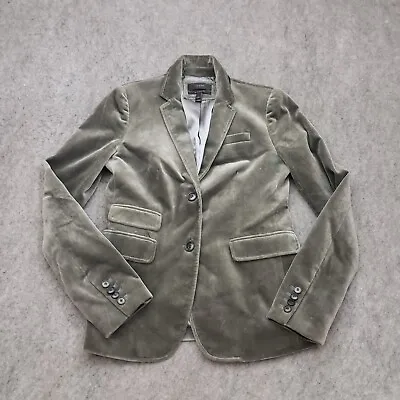 J Crew Jacket Women 2 Tall Green Schoolboy Blazer Button Up Business Coat Velvet • $38.99