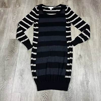 Kenar Sweater Dress Womens Medium Merino Wool Stripes Long Sleeve Work Office • $23.99