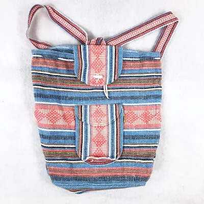 Pinzon Baja Bag Back Pack Mexican Pink Blue Striped Western Beach Resort Pool • $11.87