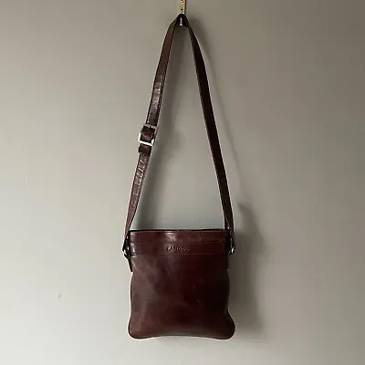 Kangol Underarm Handbag Shoulder Bag Brown Zip Up Leather Medium Satchel Side • £17.99