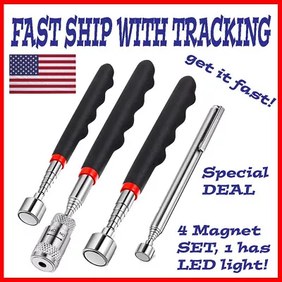 New (4) Telescopic Inspection Round Mirror Magnet Pick-Up Tool Stainless Steel  • $8.99