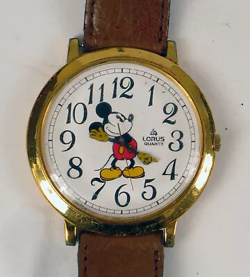 Lorus Mickey Mouse Wristwatch Quartz Watch For Repair Needs Battery Large !!  • $25