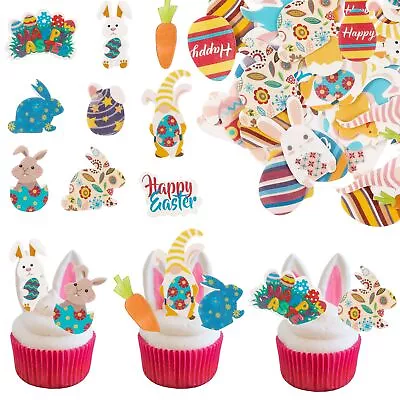 Ephlyn 72Pcs Edible Cupcake Toppers Easter Cupcake Toppers Edible Easter Day H. • $17.69