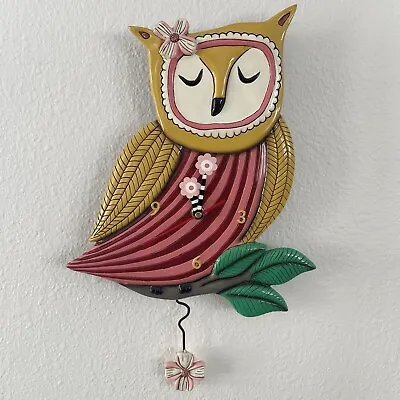 Michelle Allen Designs Hand Painted Pretty Wise Owl Pendulum Wall Clock 15 X 10  • $54.98