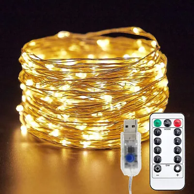 USB Plug In 50/100LED Fairy String Light Remote DIY Micro Copper Wire Decoration • $7.31