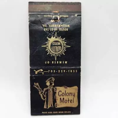 Vintage Matchcover Colony Motel Williamsburg Virginia  • $2.47