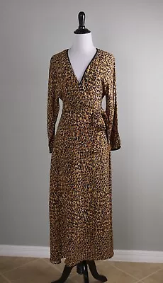 ZARA TRF Collection NWT Leopard True Wrap Crepe Casual Midi Dress Size XS • $29.99