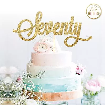 Seventy Cake Topper 70th Topper Gold Glitter 70 Cake Topper 70 Topper Seventy • £4.79