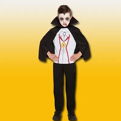 GOTHIC KIDS VAMPIRE COSTUME Dracula Boys Halloween Book Week Fancy Dress V88516 • £15.27