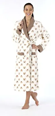 Ladies Shawl Collar Robe In Micro Fleece With Teddy Bear Design • $24.89