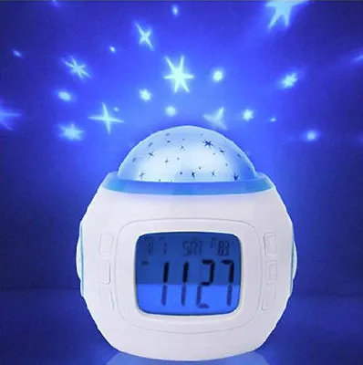 Star Sky Night Light Projection Calendar Music Digital LED Alarm Clock Kids Xmas • $7.95