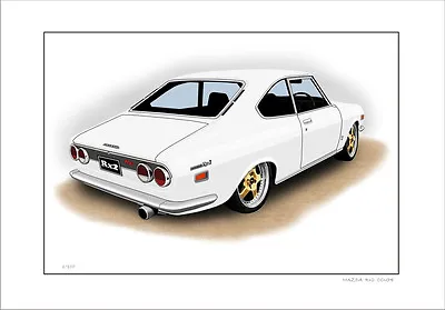 Mazda Rx2 Coupe 12a     Limited Edition Car Drawing  Print  ( 7 Car Colours)  • $16.50