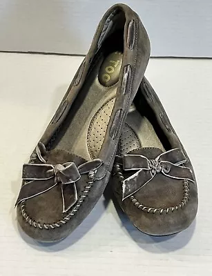 Me Too Shoes Womens Size 7 Slate Gray Suede Nolani Moccasins Slip On GC￼ • $18