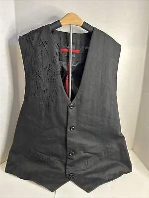 Requiem Mens Vest Gothic Style Vampire 3XL BIG & TALL Cosplay Black Crosses • $29.99