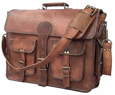 Men'sDistressed Vintage Leather Satchel Messenger Work Laptop Briefcase Bag • $121.69