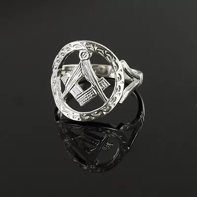 £71.81 • Buy Craft Square And Compass Masonic Ring Hallmarked Solid Silver Small And Large