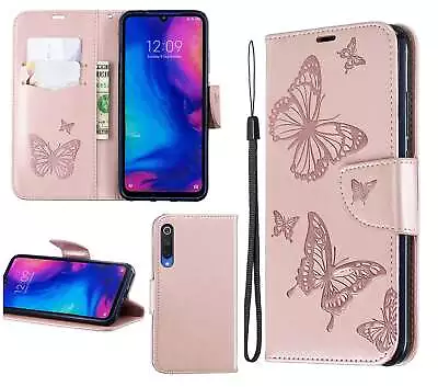 Xiaomi Mi9 Se Wallet Case Embossed Pu Leather Twin Butterfly • $7.50