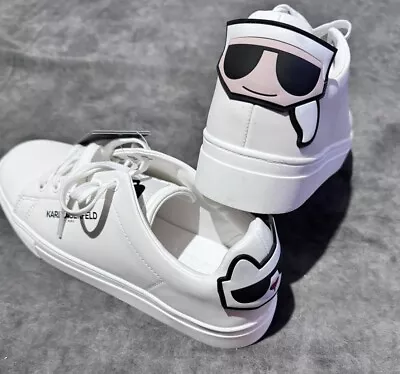 NWT Women's KARL LAGERFELD Paris White  Chella Karl & Choupette Sneakers 8.5 • $69.99