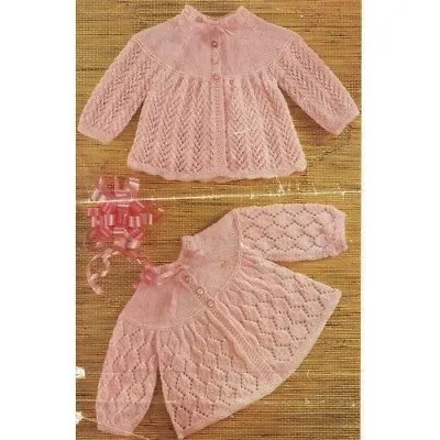 Baby Knitting Pattern Vintage Baby  Matinee Jackets   4ply 17/  19 In   • £1.95