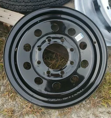  16  8 Lug Black Trailer Steel Wheel 8-lug On 6.5 Inches - Black Circle • $75.95