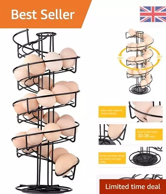 Spiral Design Metal Egg Skelter Dispenser Rack Storage Display Rack Black • £40.99