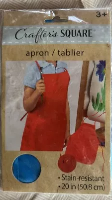 Crafter's Square Apron Red  20 Inch Stain Resistant Age 3 + New In Pack Blue • $2.99