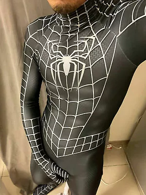 Black Spiderman Costume Kids Halloween Cosplay Jumpsuit Adults Spandex Bodysuit • $13.29