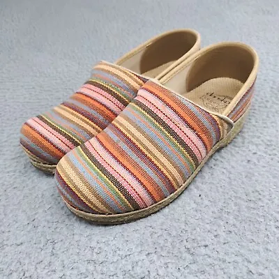 Dansko Vegan Clogs Womens 39 US 8 Striped Espadrille Shoes Slip On Professional • $28.88