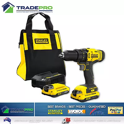 Stanley® Fatmax 18V Cordless Drill Driver V20 Kit 2x Batteries & Charger & Bag • $192