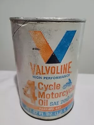 Valvoline 4 Cycle Motorcycle Motor Oil  SAE 20W- 50...Full...VINTAGE  • $15