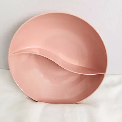 Vintage WINDSOR Melmac Wavy DIVIDED Serving Bowl Dish  PINK 9” MCM Cottage Core  • $12.99